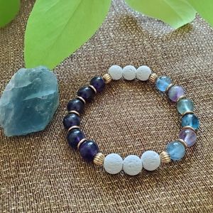 Amethyst & Fluorite Diffuser Bracelet
